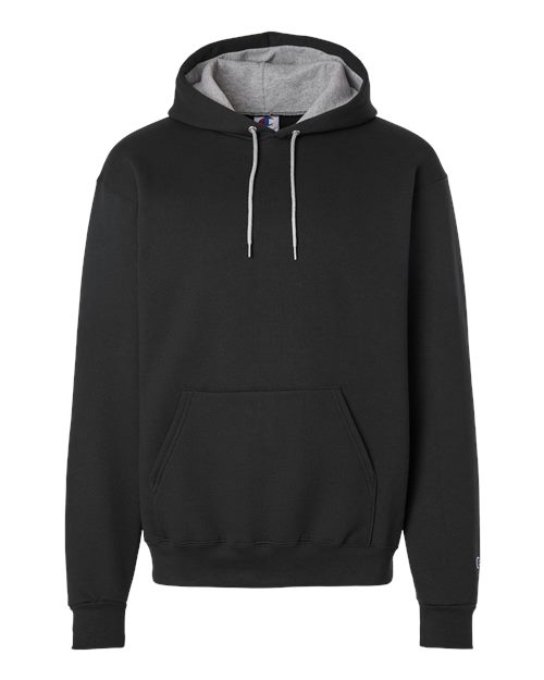 Champion Champion S7CB0 Hooded Sweatshirt with Embroidery or Printing in Black/ Light Steel, front view