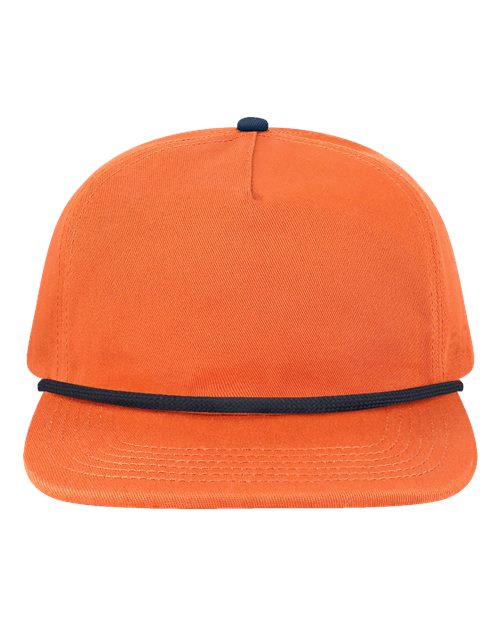 LOCALE Five-Panel Rope Cap in Apricot/Navy