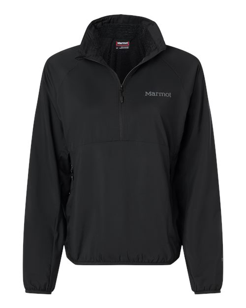 Marmot Women's Aerothermal Soft Shell Quarter-Zip Pullover in Black, front view