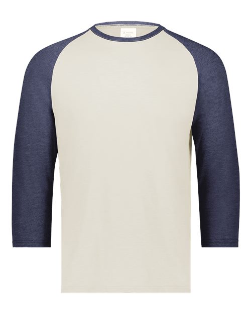 Augusta Sportswear Men's Gameday Vintage T-Shirt in Birch/Navy Heather, front view