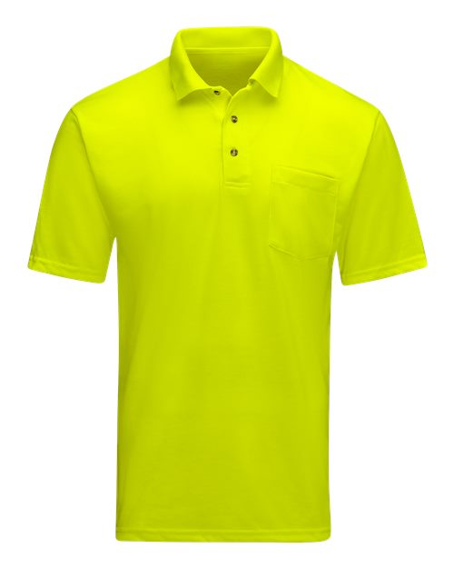 Red Kap Men's Enhanced Visibility Safety Polo in Yellow Lime, front view