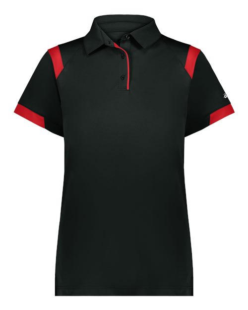 Badger Women’s On The Rise Polo in Black/Red, front view