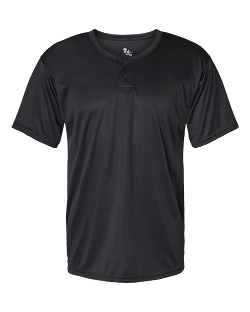 Alleson Athletic Men's B-Core Placket Jersey in Black, front view