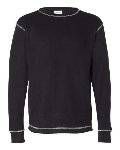 J. America Men's Vintage Thermal Long Sleeve T-Shirt in Black/Vintage White, front view