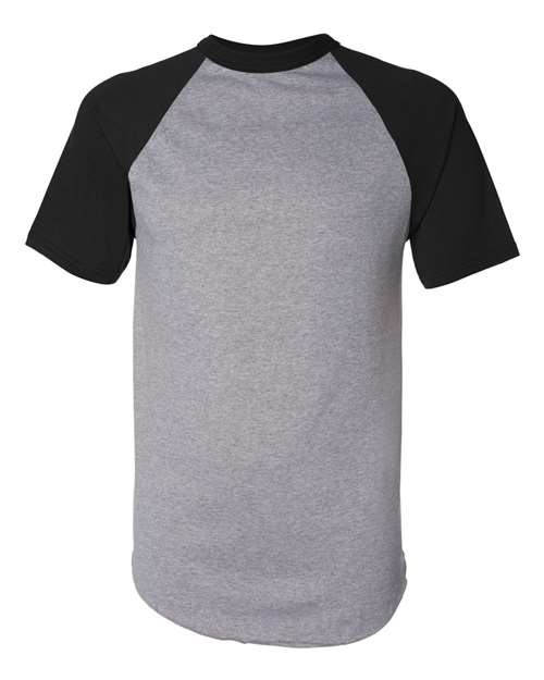Augusta Sportswear Unisex Raglan Baseball Jersey in Athletic Heather/Black