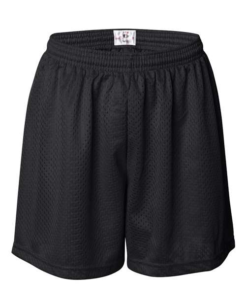 Badger Women’s Pro Mesh 5″ Shorts in Black, front view