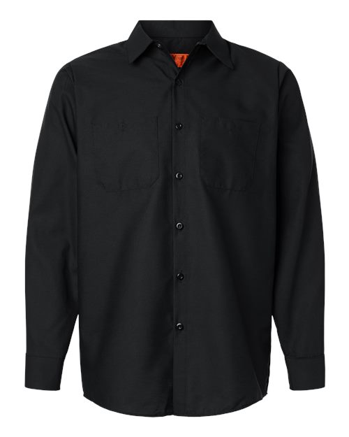 Red Kap Men's Industrial Long Sleeve Work Shirt in Black
