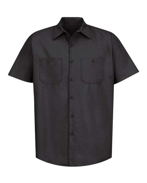 Red Kap Men's Industrial Short Sleeve Work Shirt in Black, front view