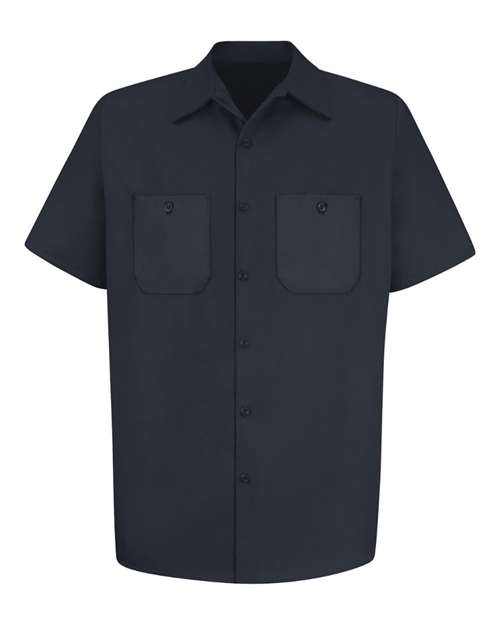 Red Kap Men's Cotton Short Sleeve Uniform Shirt in Dark Navy, front view
