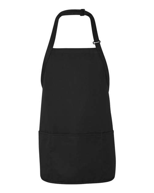 Chef Designs Short Premium Bib Apron in Black, front view