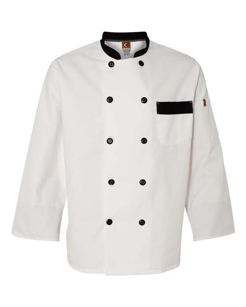Chef Designs Garnish Chef Coat in White, front view