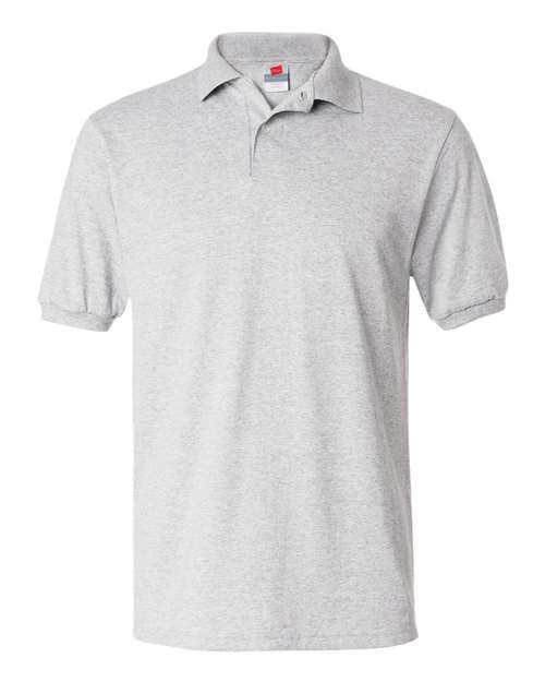 Hanes Polo in Ash, front view