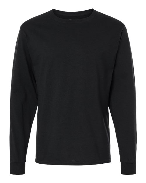 Champion Unisex Long Sleeve T-Shirt in Black, front view