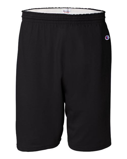 Champion Unisex Cotton Gym Shorts in Black, front view