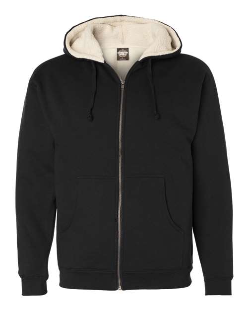 Independent Trading Co. Men's Sherpa-Lined Full-Zip Hooded Sweatshirt in Black/Natural