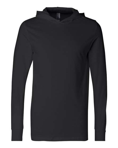 BELLA + CANVAS Unisex Jersey Hooded Long Sleeve Tee in Black