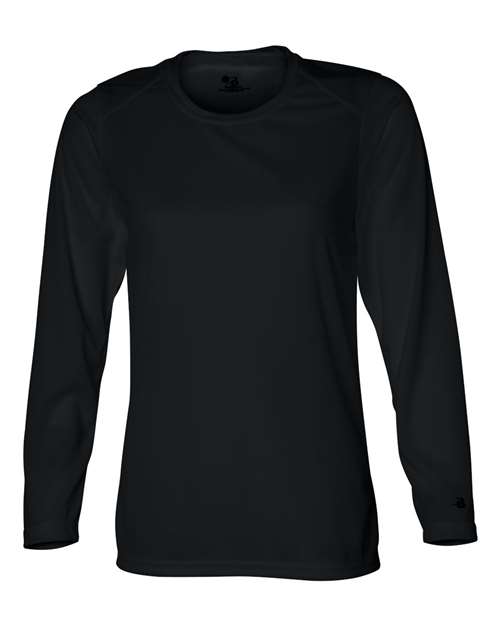 Badger Women's B-Core Long Sleeve T-Shirt in Black, front view