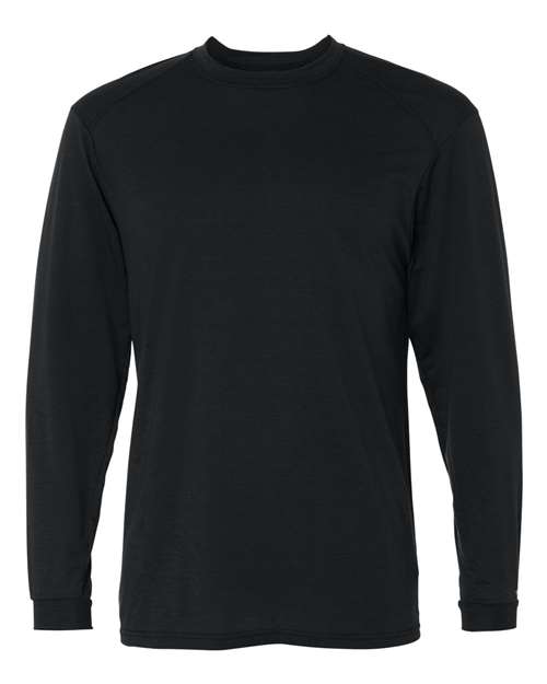 Badger Men's B-Tech Cotton-Feel Long Sleeve T-Shirt in Black, front view