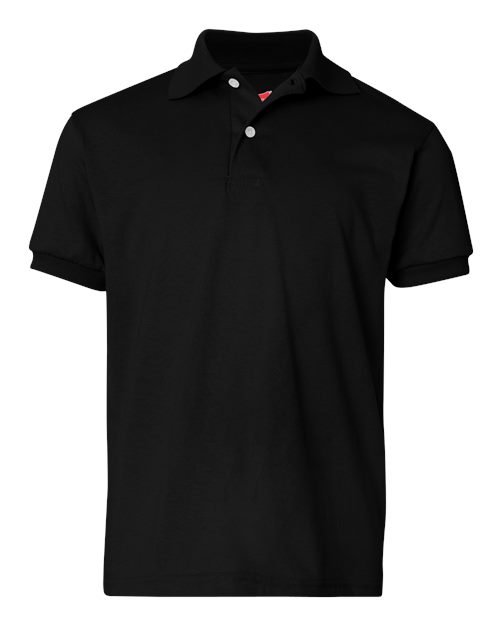 Hanes Polo in Black, front view