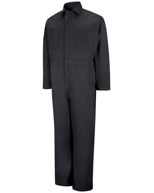Red Kap Men's Twill Action Back Coverall in Black, front view