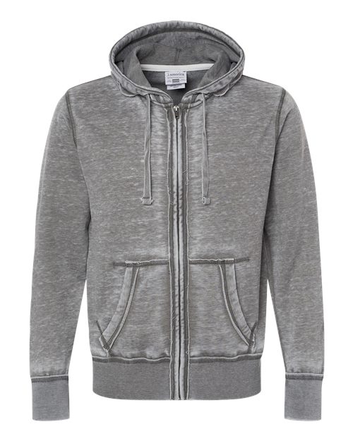 J. America Men's Vintage Zen Fleece Full-Zip Hooded Sweatshirt in Cement, front view
