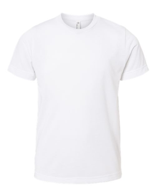 SubliVie Youth Polyester T-Shirt in White, front view
