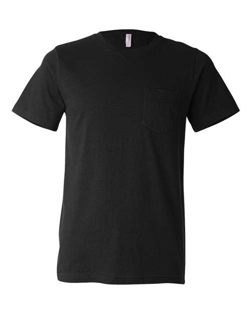 BELLA + CANVAS Men's Jersey Pocket Tee in Black, front view