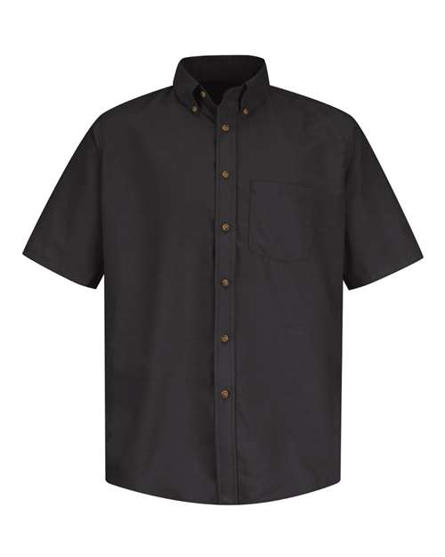 Red Kap Men's Poplin Short Sleeve Dress Shirt in Black, front view