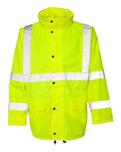 Kishigo Unisex Economy Full Rainsuit in Lime, front view