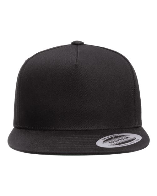 YP Classics Five-Panel Cotton Twill Snapback Cap in Black