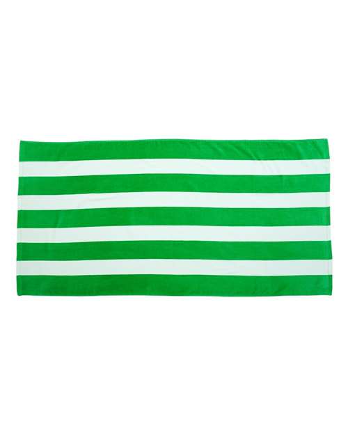 Carmel Towel Company Cabana Stripe Velour Beach Towel in Kelly