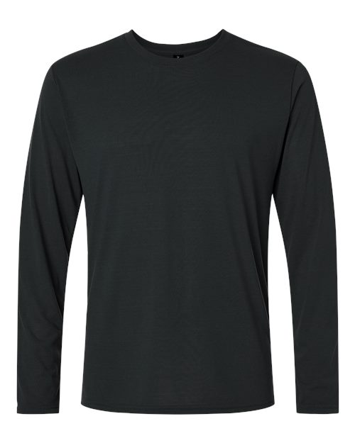 Gildan Unisex Performance® Long Sleeve T-Shirt in Black, front view