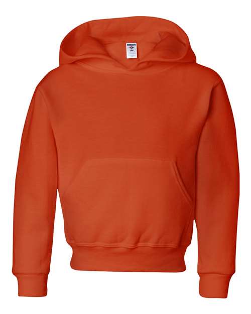 JERZEES Youth NuBlend® Hooded Sweatshirt in Burnt Orange, front view