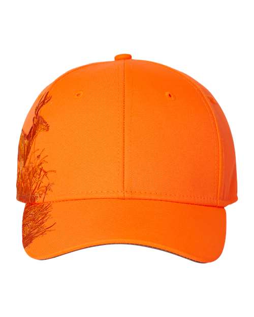 DRI DUCK Running Buck Cap in Blaze Orange, front view