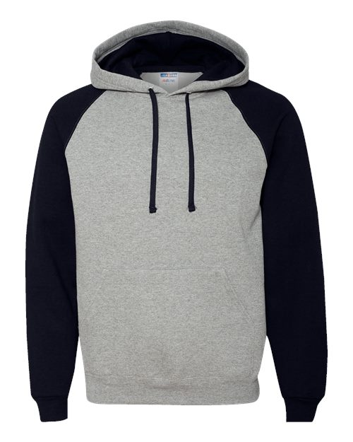 JERZEES Unisex Nublend® Colorblocked Raglan Hooded Sweatshirt in Oxford/Black