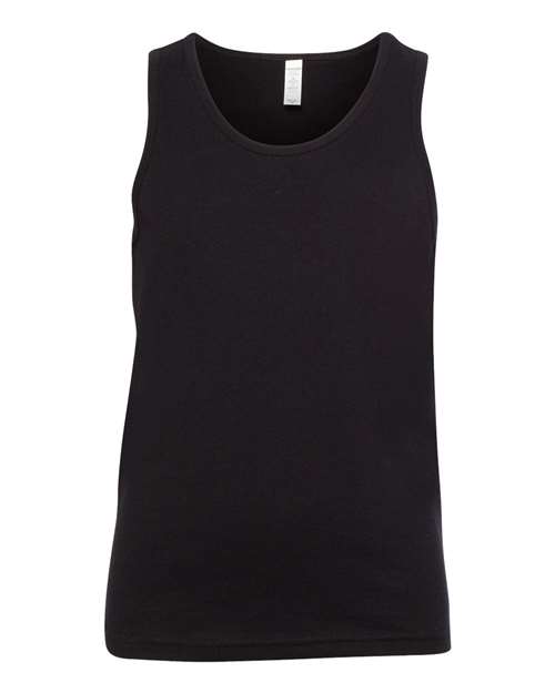 BELLA + CANVAS Youth Jersey Tank in Black, front view