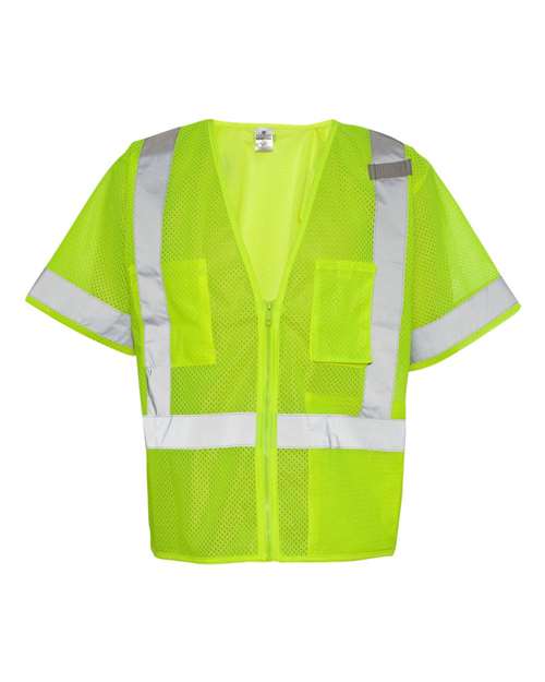 Kishigo Unisex Class 3 Economy Vest in Lime, front view