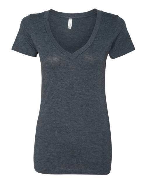 Next Level Women’s Triblend Deep V-Neck T-Shirt in Vintage Navy, front view