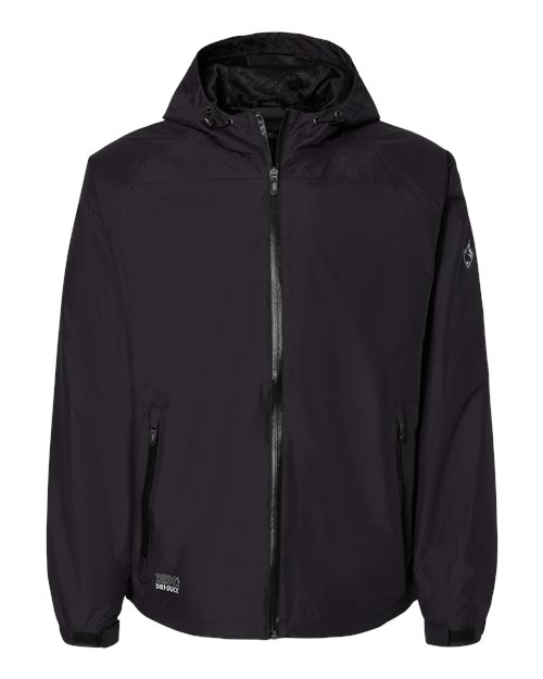 DRI DUCK Unisex Torrent Waterproof Hooded Jacket in Black, front view