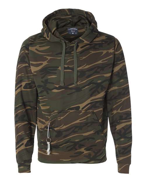 J. America Men's Polyester Tailgate Hooded Sweatshirt in Camo, front view