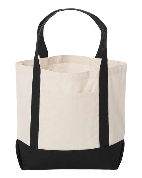 Liberty Bags Seaside Boater Tote in Natural/Black, front view