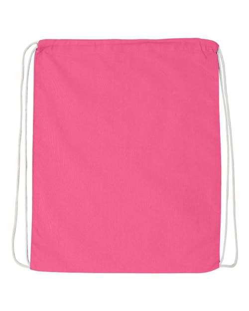 Q-Tees Economical Cotton Drawstring Bag in Azalea, front view