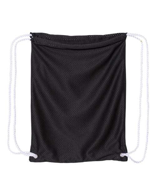 Liberty Bags Mesh Drawstring Backpack in Black, front view