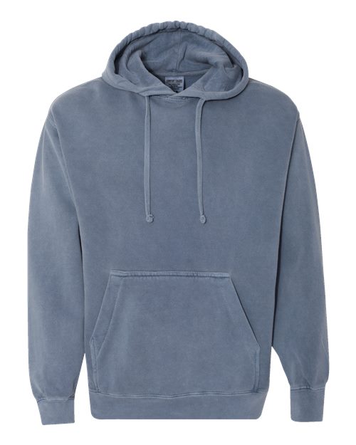 Comfort Colors Unisex Garment-Dyed Hooded Sweatshirt in Blue Jean, front view