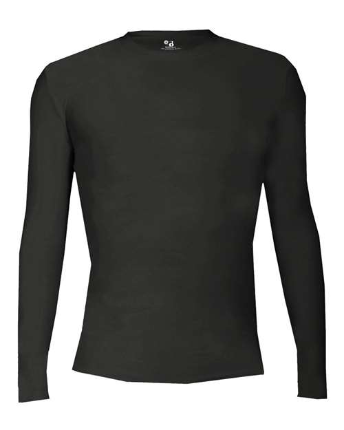 Badger Youth Pro-Compression Long Sleeve T-Shirt in Black, front view