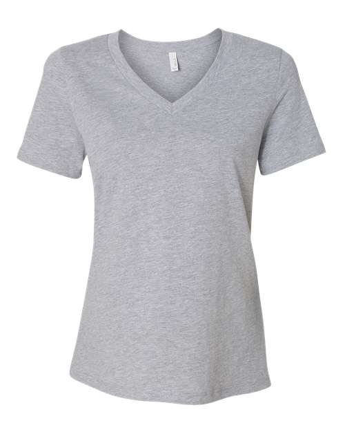 BELLA + CANVAS Women's Relaxed Heather CVC V-Neck Tee in Athletic Heather, front view