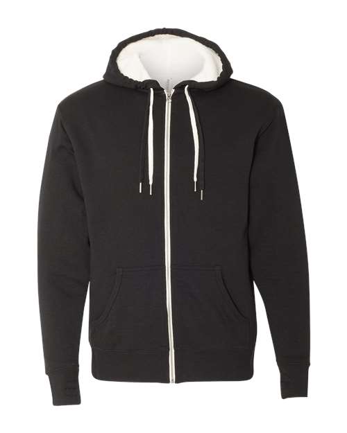 Independent Trading Co. Unisex Sherpa-Lined Hooded Sweatshirt in Black