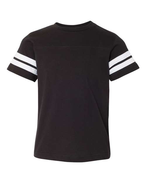 LAT Youth Football Fine Jersey Tee in Black Solid/White