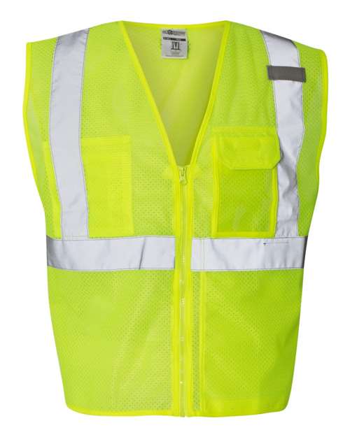 Kishigo Unisex Clear ID Vest with Zipper Closure in Lime, front view