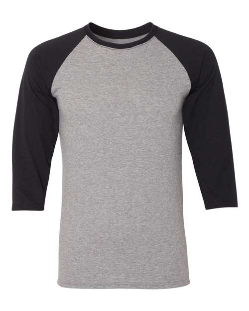 JERZEES Unisex Triblend Three-Quarter Raglan Baseball T-Shirt in Oxford/Black